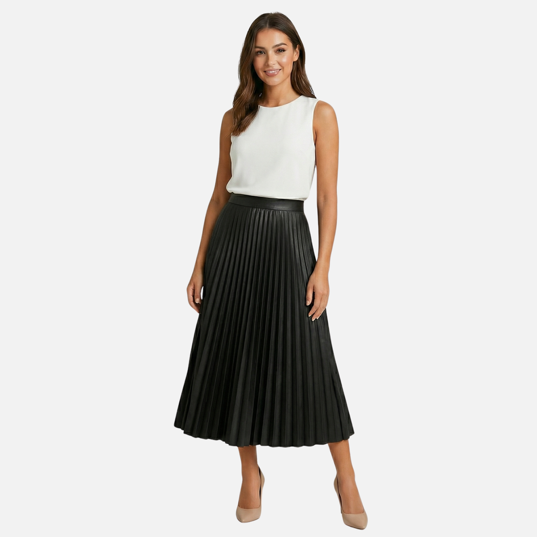 Klassischer plissierter Midirock mit hoher Taille für Damen