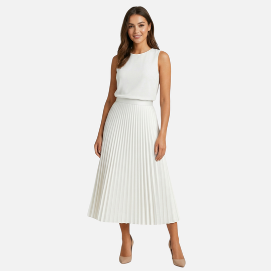 Klassischer plissierter Midirock mit hoher Taille für Damen