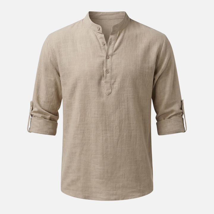 Klassisches Langarm Polo Chino-Kragen für Herren