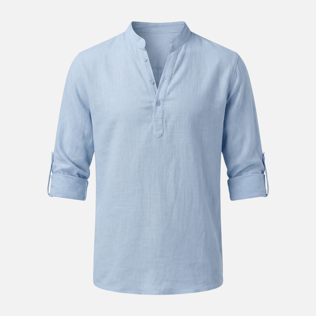 Klassisches Langarm Polo Chino-Kragen für Herren