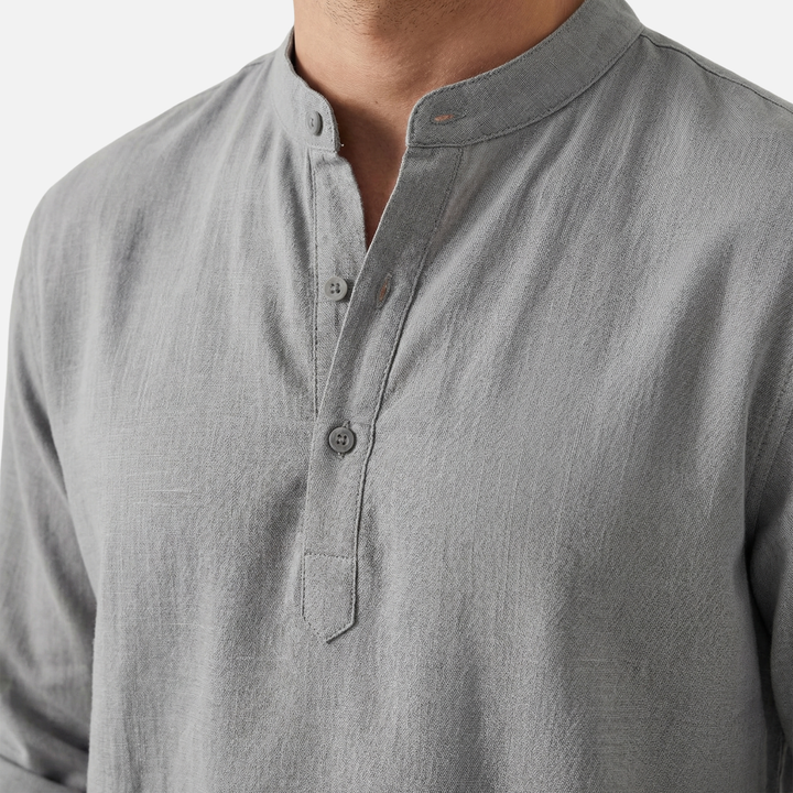 Klassisches Langarm Polo Chino-Kragen für Herren
