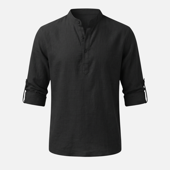 Klassisches Langarm Polo Chino-Kragen für Herren