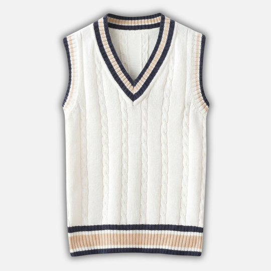 Klassisches V-Ausschnitt Weste mit Kabelstrickmuster für Herren
