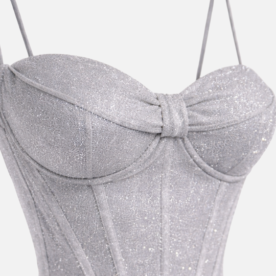 Korsett Maxi Kleid mit Schlitz für Damen