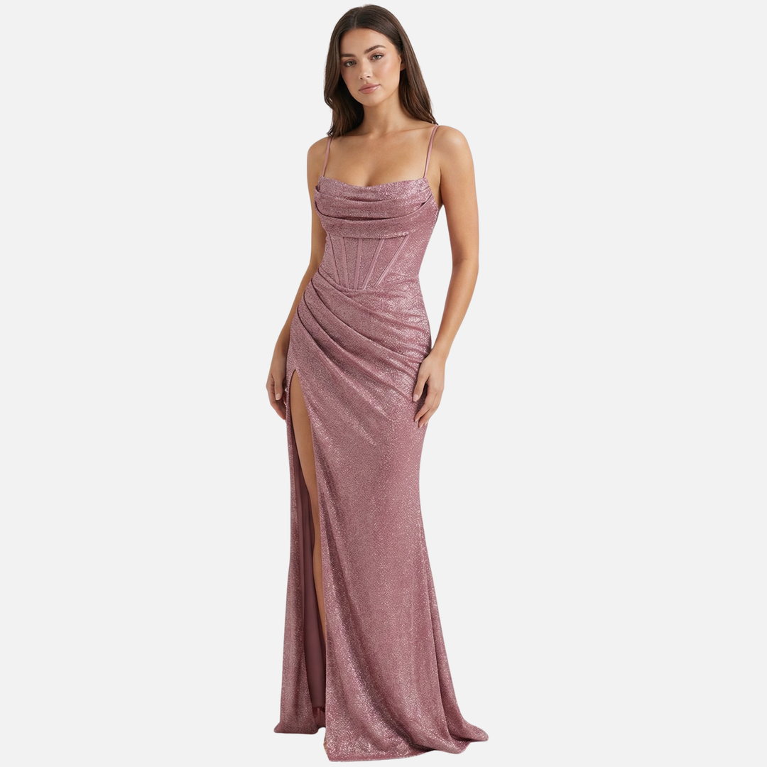 Korsett Maxi Kleid mit Schlitz für Damen