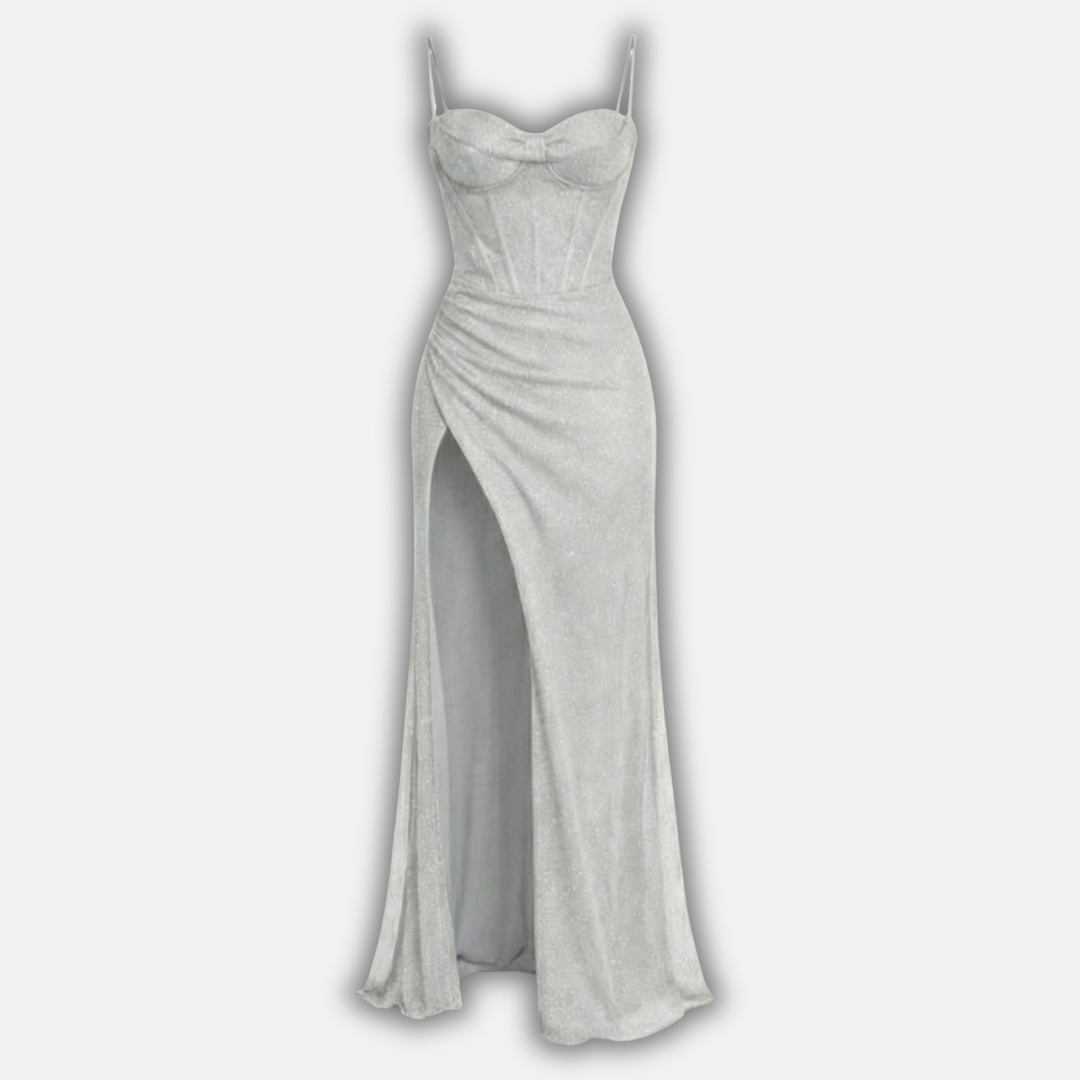 Korsett Maxi Kleid mit Schlitz für Damen