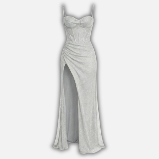 Korsett Maxi Kleid mit Schlitz für Damen