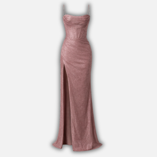Korsett Maxi Kleid mit Schlitz für Damen