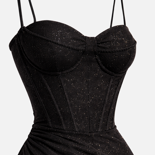 Korsett Maxi Kleid mit Schlitz für Damen