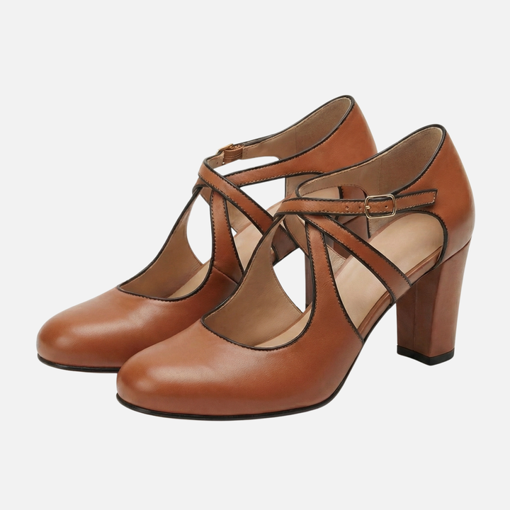 Kreuzriemen Pumps mit Blockabsatz fuer Damen 15
