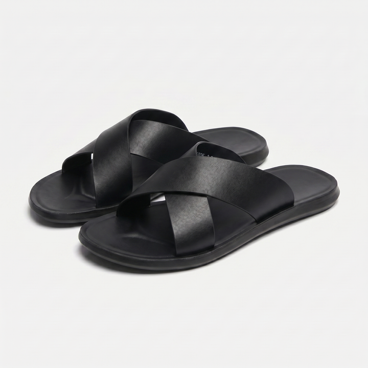 Kreuzriemen Zehenfrei Pantolette fuer Herren 7