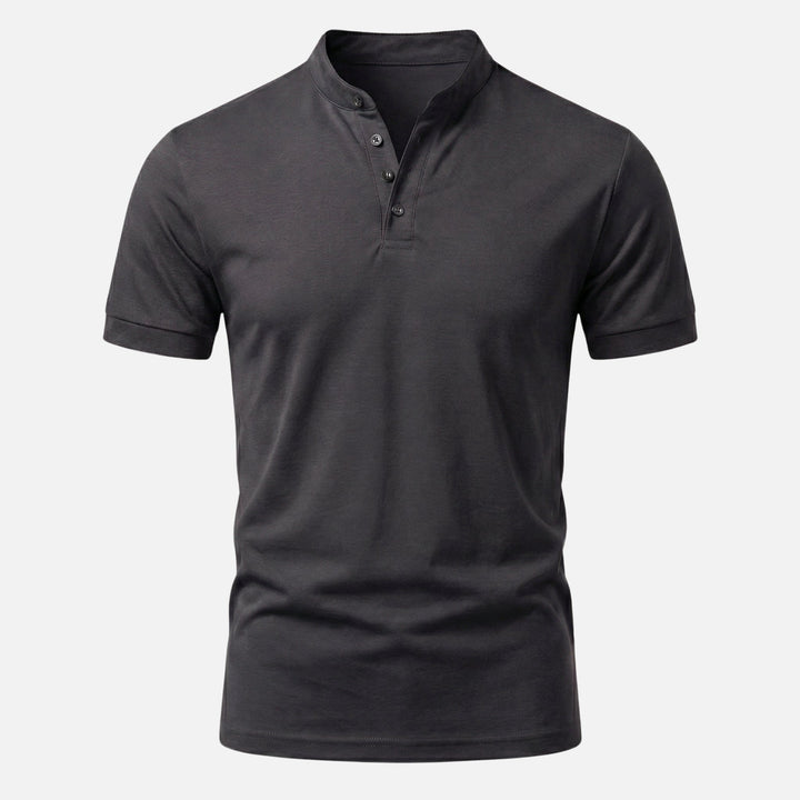 Fitted Jersey Shirt with Stand Collar for Men