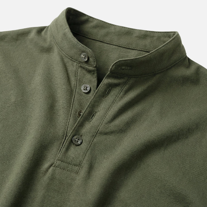 Fitted Jersey Shirt with Stand Collar for Men