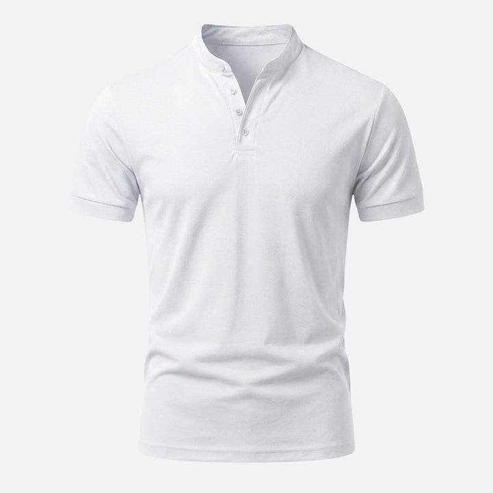 Fitted Jersey Shirt with Stand Collar for Men