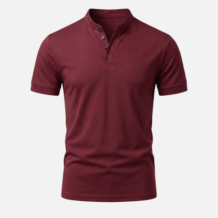Fitted Jersey Shirt with Stand Collar for Men
