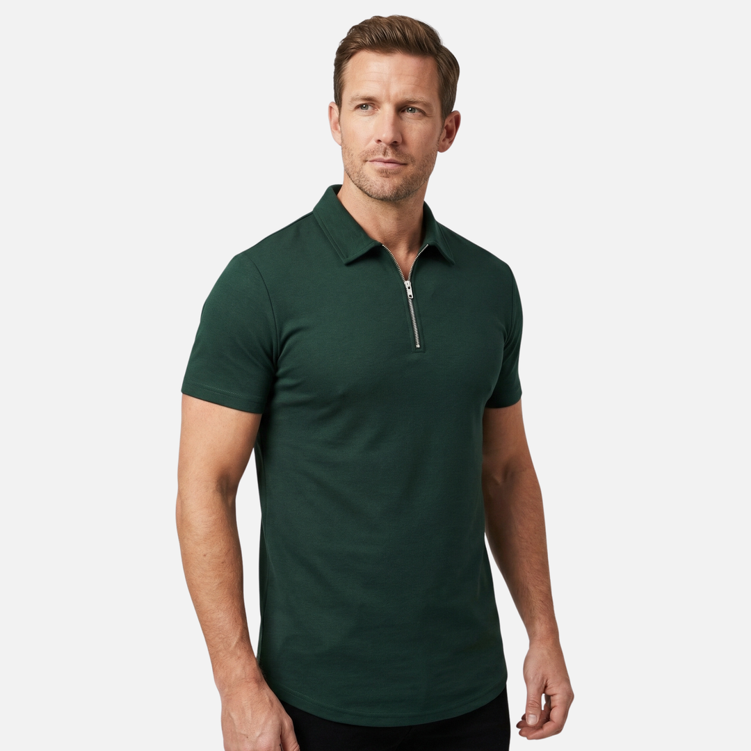 Slim-Fit Poloshirt mit Halbreißverschluss für Herren