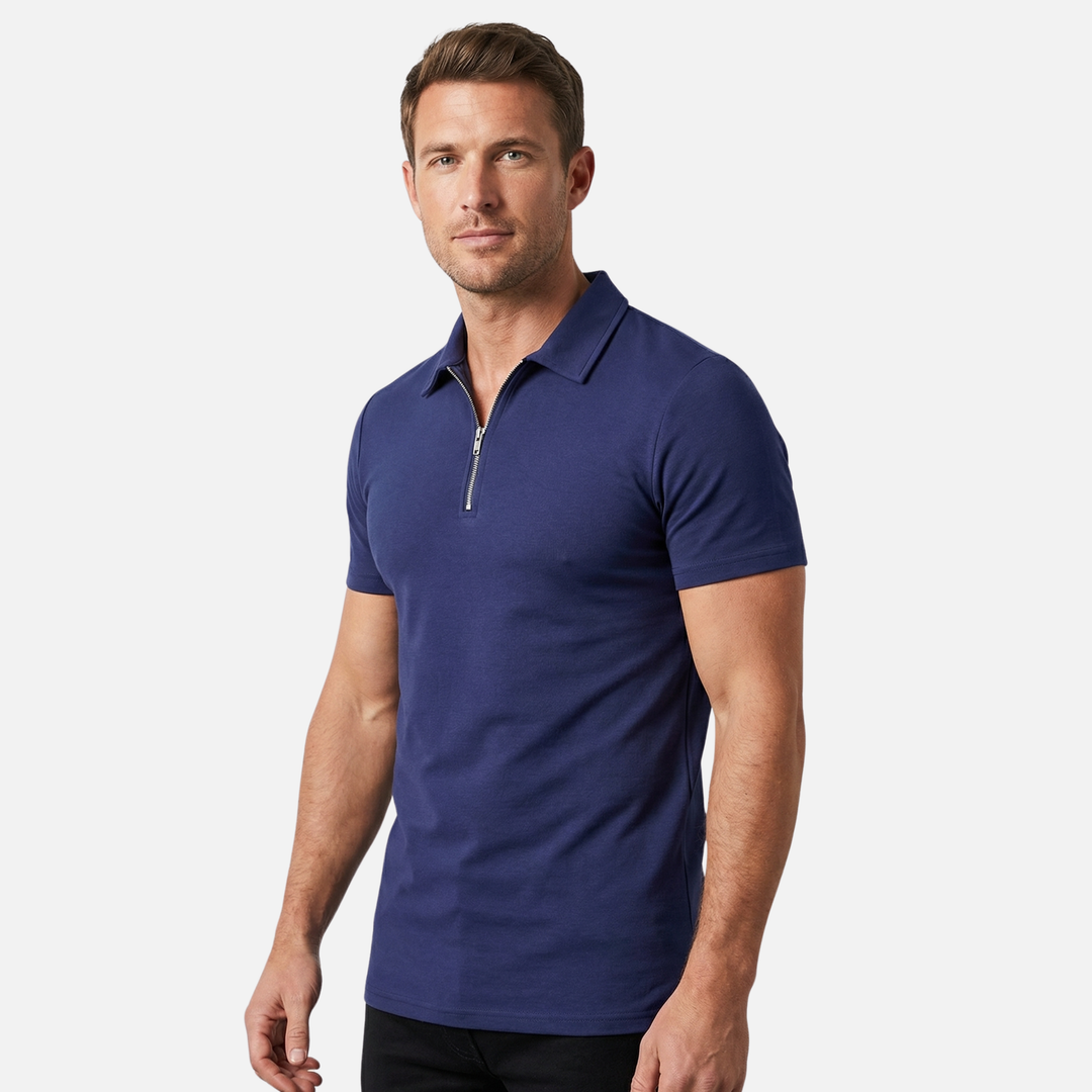 Slim-Fit Poloshirt mit Halbreißverschluss für Herren