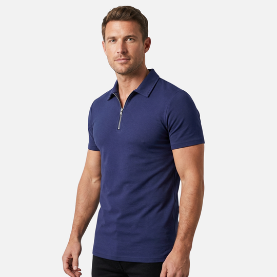 Slim-Fit Poloshirt mit Halbreißverschluss für Herren