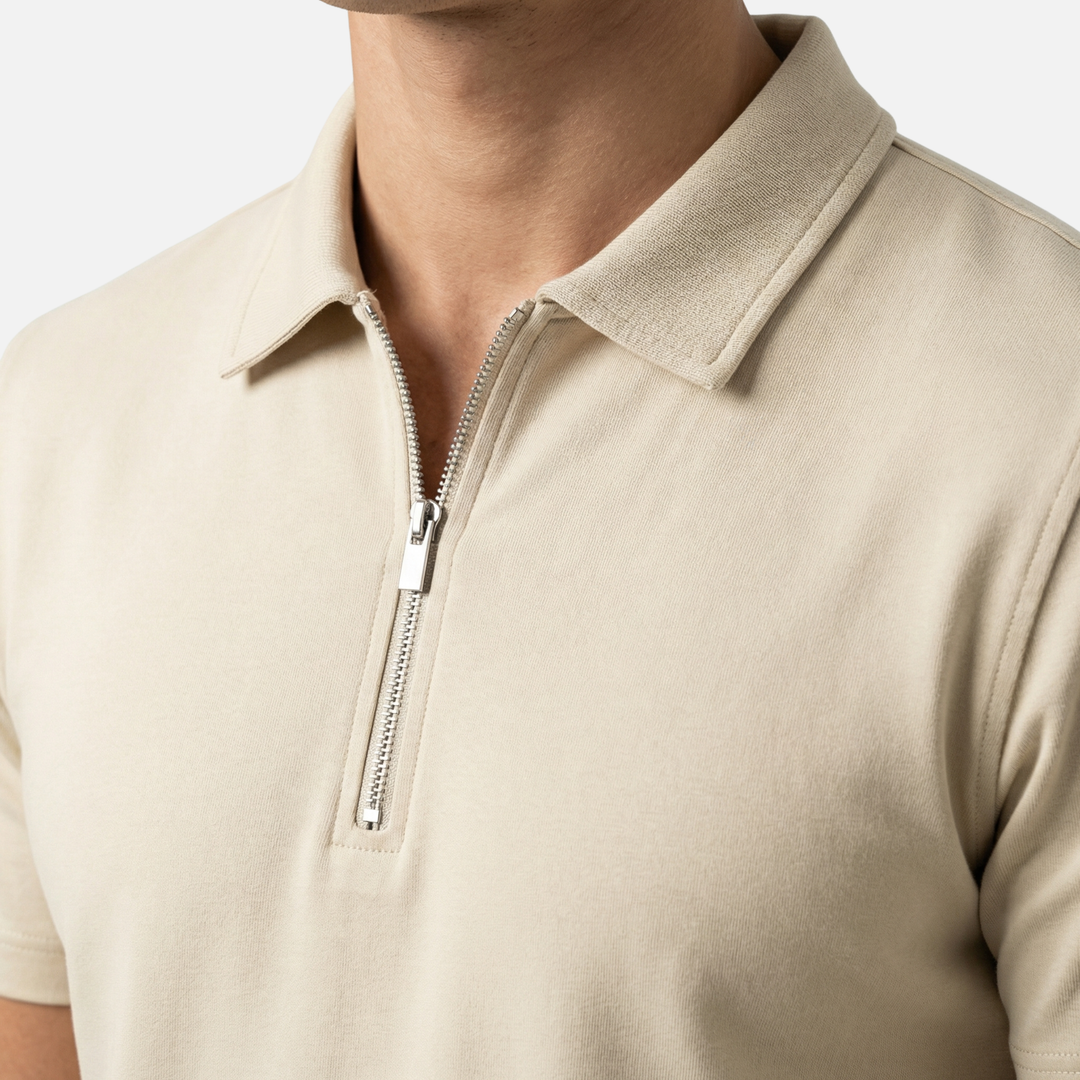 Slim-Fit Poloshirt mit Halbreißverschluss für Herren