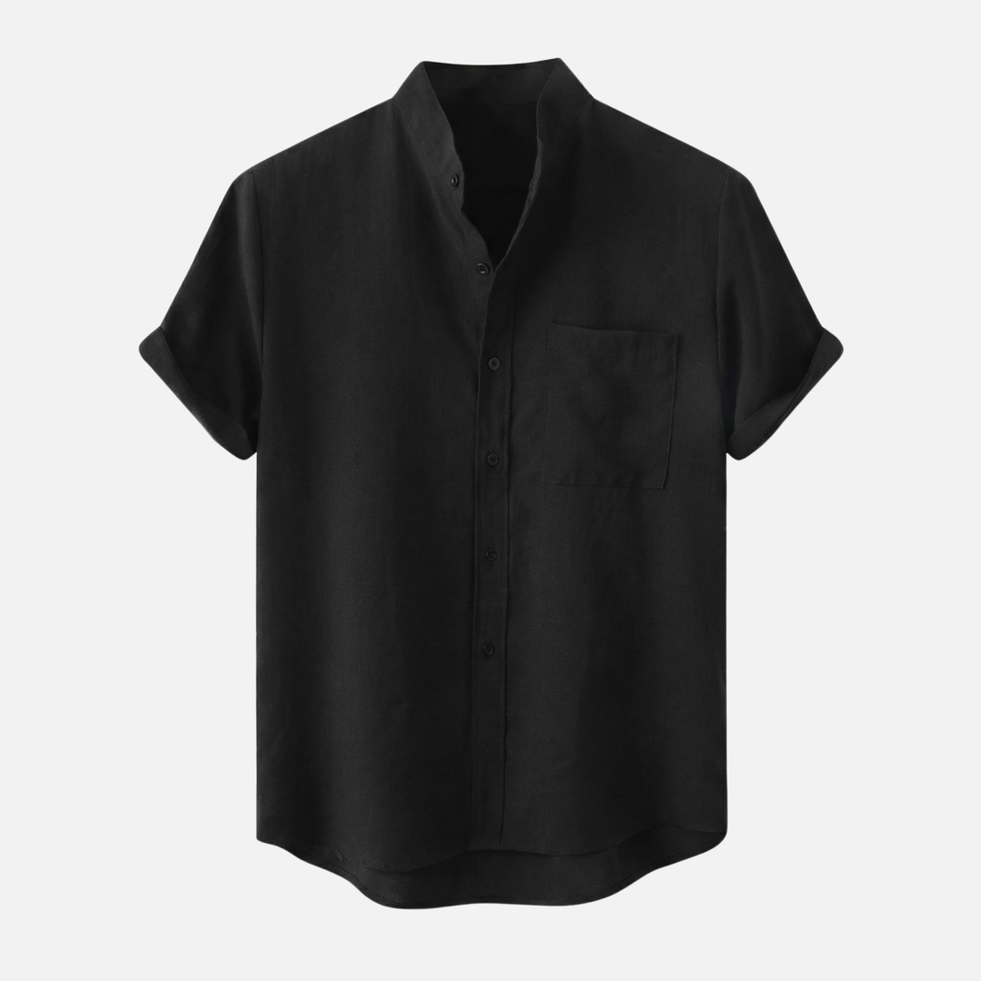 Leichtes Kurzarmhemd mit Stehkragen und Brusttasche für Herren