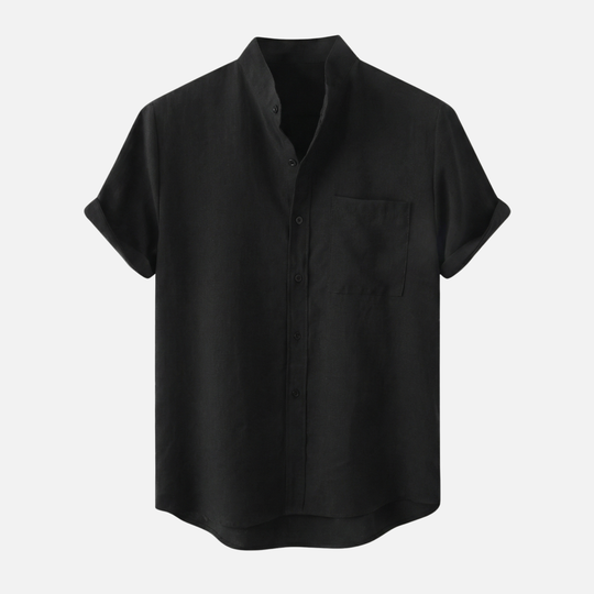 Leichtes Kurzarmhemd mit Stehkragen und Brusttasche für Herren