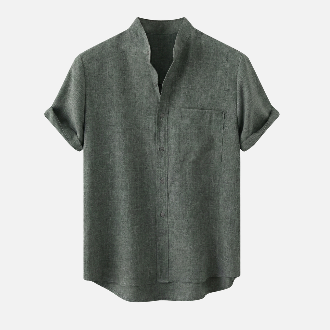 Leichtes Kurzarmhemd mit Stehkragen und Brusttasche für Herren