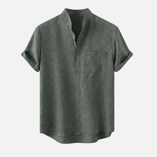 Leichtes Kurzarmhemd mit Stehkragen und Brusttasche für Herren