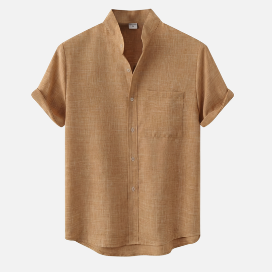 Leichtes Kurzarmhemd mit Stehkragen und Brusttasche für Herren