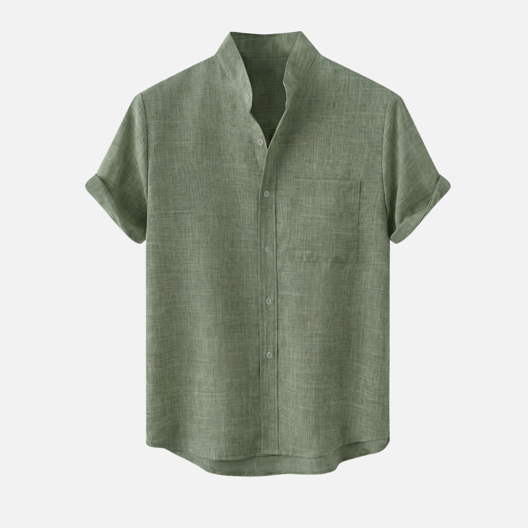 Leichtes Kurzarmhemd mit Stehkragen und Brusttasche für Herren