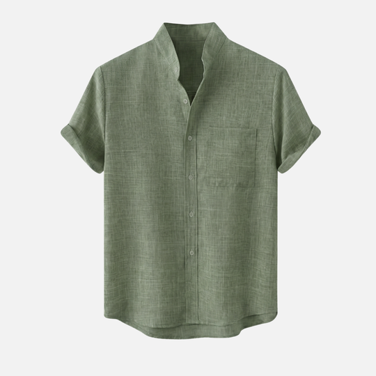 Leichtes Kurzarmhemd mit Stehkragen und Brusttasche für Herren