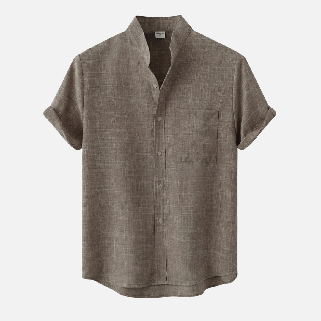 Leichtes Kurzarmhemd mit Stehkragen und Brusttasche für Herren