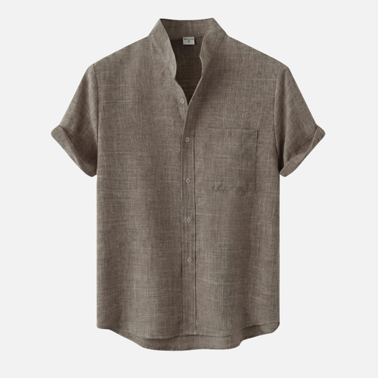 Leichtes Kurzarmhemd mit Stehkragen und Brusttasche für Herren