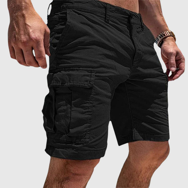 Laessige Baumwoll Cargo Shorts mit Pattentaschen fuer Herren 2