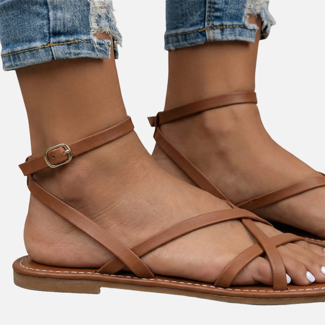 Lässige Damen-Riemchensandalen für den Sommer mit Knöchelschnalle