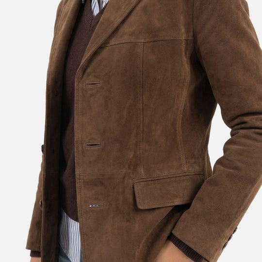 Lässiger Damen-Wildledermantel – Entspannte Passform mit breitem Revers