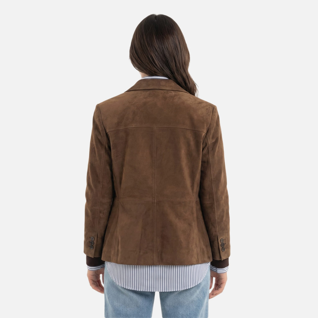 Lässiger Damen-Wildledermantel – Entspannte Passform mit breitem Revers