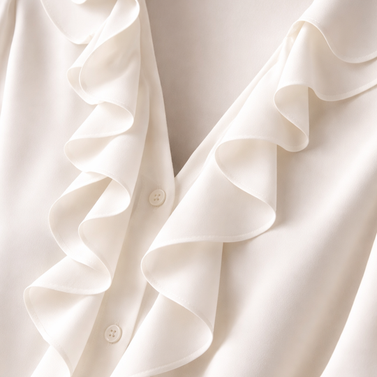 Langärmlige Bluse mit Rüschen und V-Ausschnitt für Damen