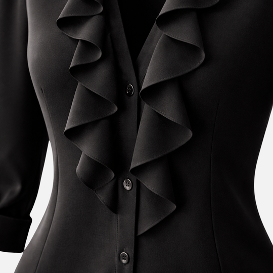 Langärmlige Bluse mit Rüschen und V-Ausschnitt für Damen