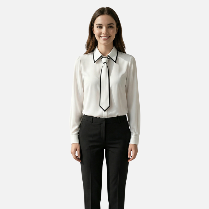 Langärmlige Bluse mit abnehmbarem Band für Damen