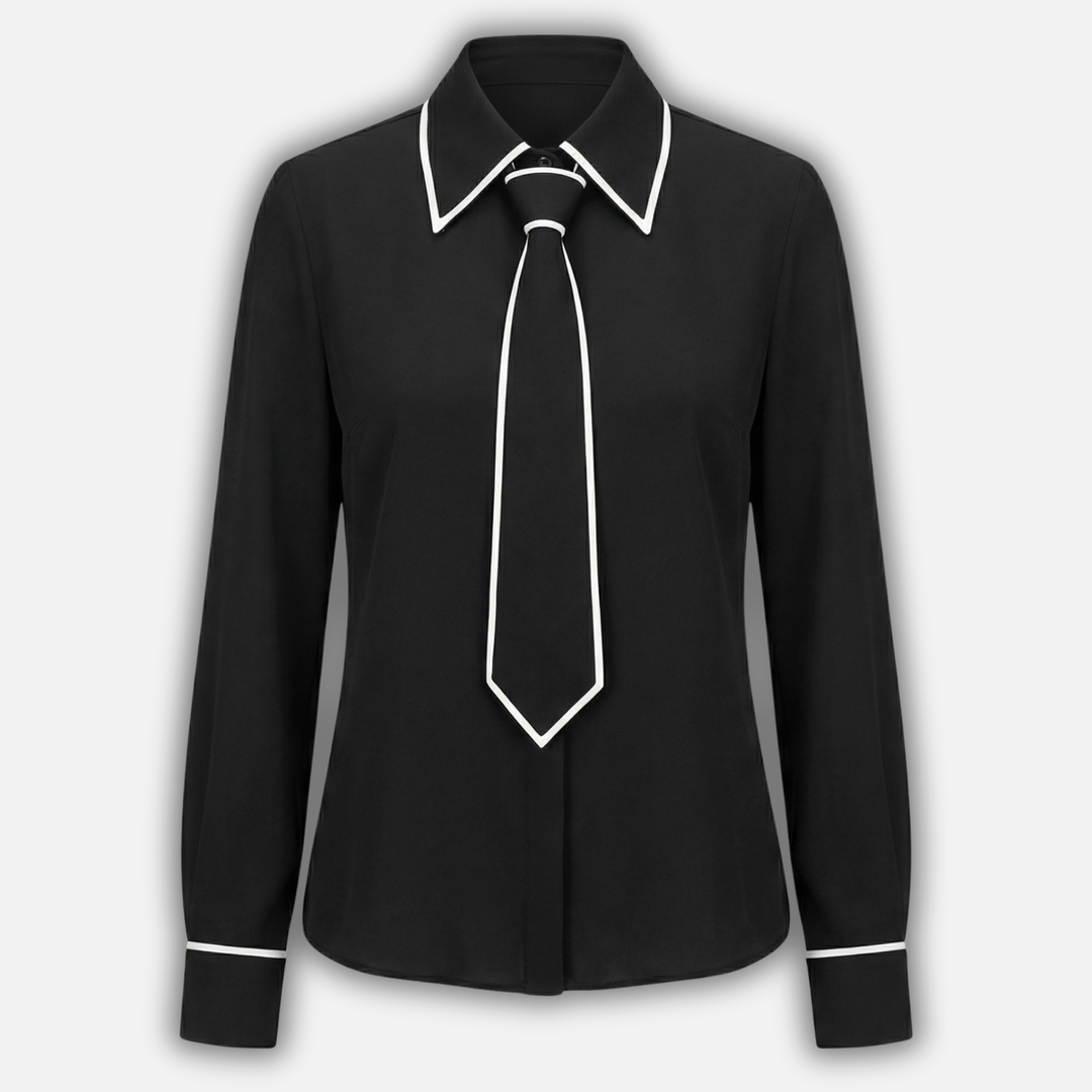 Langärmlige Bluse mit abnehmbarem Band für Damen