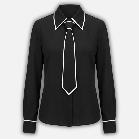 Langärmlige Bluse mit abnehmbarem Band für Damen