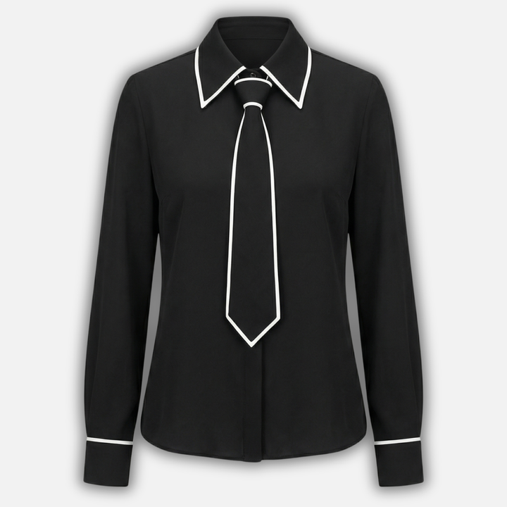 Langärmlige Bluse mit abnehmbarem Band für Damen