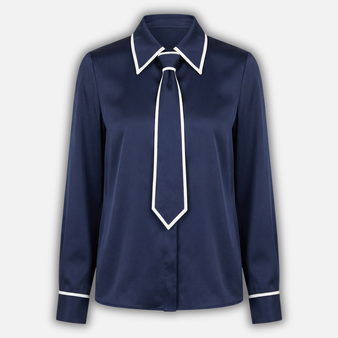 Langärmlige Bluse mit abnehmbarem Band für Damen