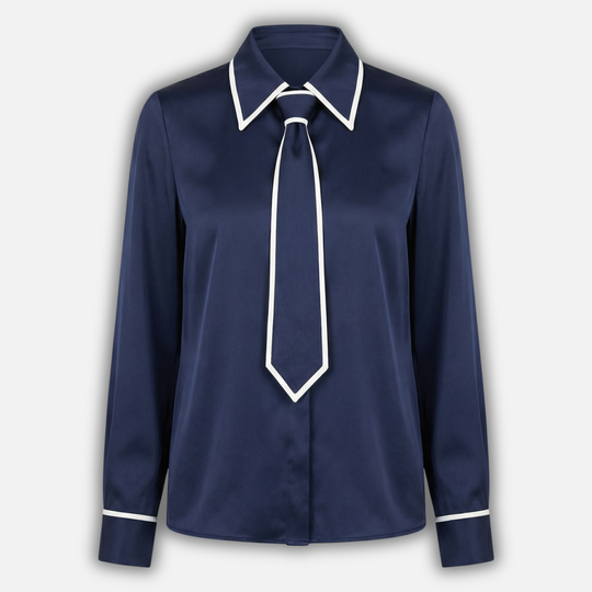 Langärmlige Bluse mit abnehmbarem Band für Damen