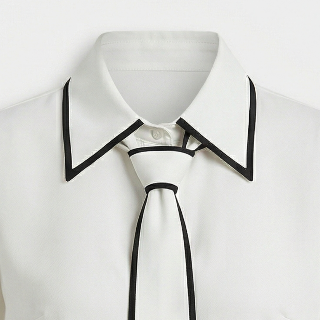 Langärmlige Bluse mit abnehmbarem Band für Damen