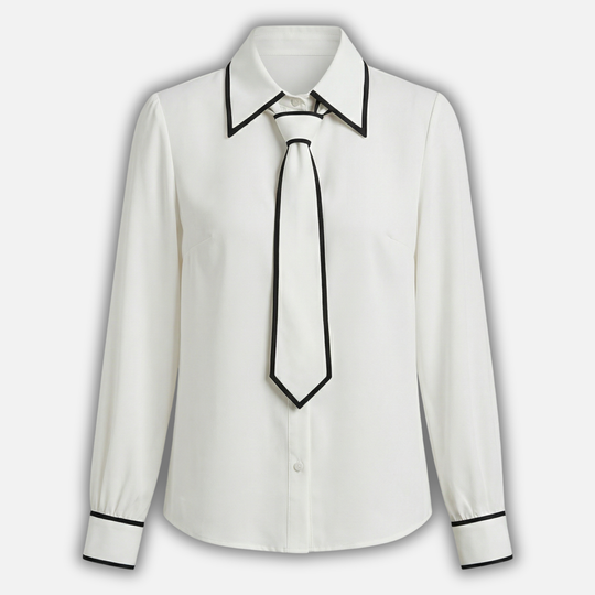 Langärmlige Bluse mit abnehmbarem Band für Damen