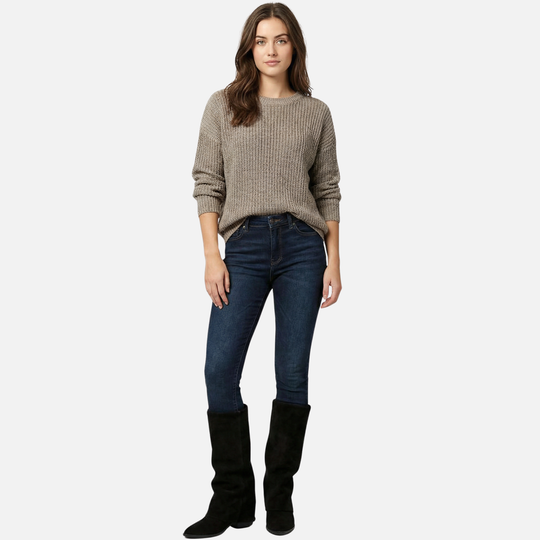 Lange Stiefel mit klobigem Blockabsatz für Damen