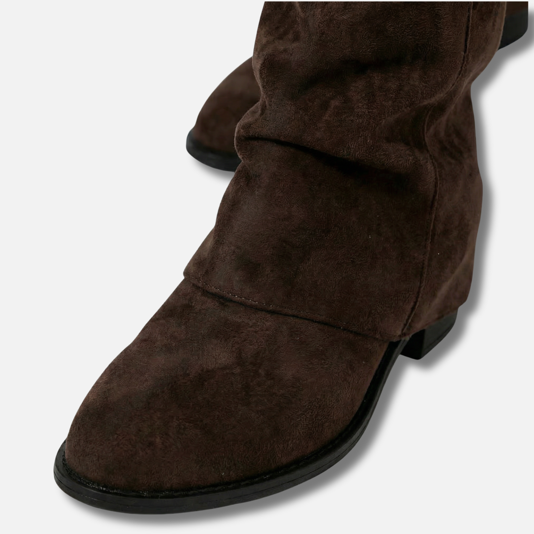 Lange Stiefel mit klobigem Blockabsatz für Damen