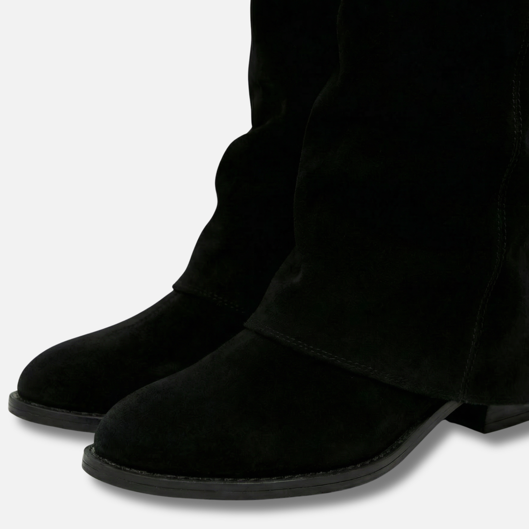 Lange Stiefel mit klobigem Blockabsatz für Damen