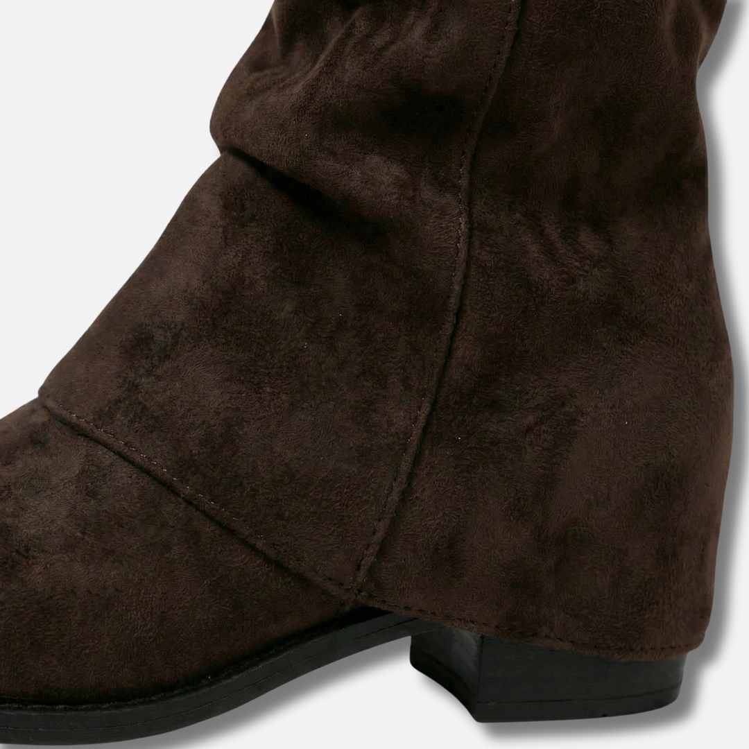 Lange Stiefel mit klobigem Blockabsatz für Damen